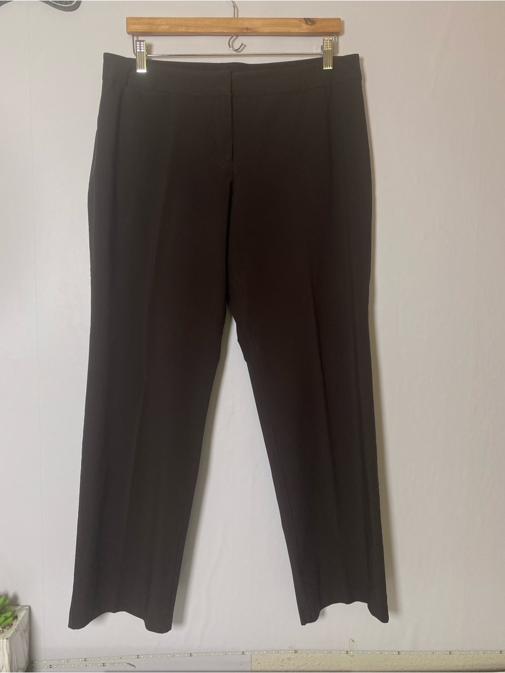 Eileen Fisher Straight Leg Pants Large Brown Stretch‎ Minimalist Business Casual